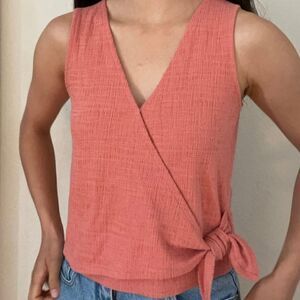 Madewell Texture & Thread Wrap-Tie Top